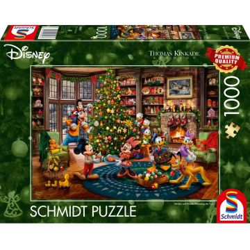 Puzzle Schmidt de  1000 piese - Mickey și Minnie decorează bradul de Crăciun