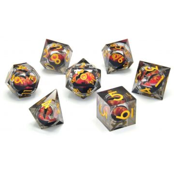 Set zaruri GlassStaff - Floating Eye RPG Dice Set, Privirea Dragonului de Foc (7 buc.)
