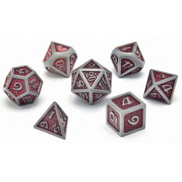 Set zaruri GlassStaff - Metal RPG Dice Set, Fiery Fate (7 buc.)