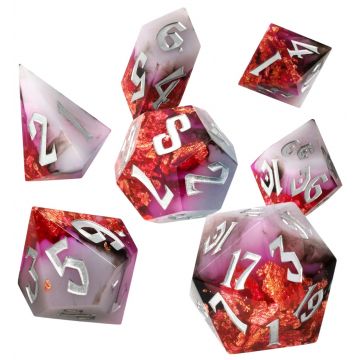 Set zaruri GlassStaff - Sharp Edge Resin RPG Dice Set, Ruby Rift (7 buc.)