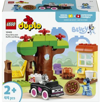 Constructor LEGO Duplo Bluey -Fetele cu pizza, Muffin și Bluey (10469)