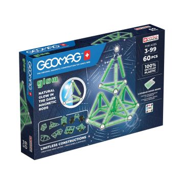 Constructor magnetic Geomag - Glow, 60 de piese