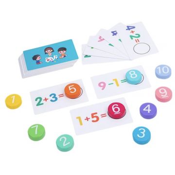 Joc de matematică pentru adunare și scădere Smart Baby - Cu plăci de lemn și cartonașe