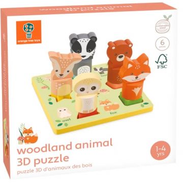 Puzzle 3D din lemn Orange Tree Toys - Animale din pădure
