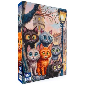 Puzzle Black Sea din 1000 piese - Aventură cu pisici