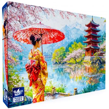 Puzzle Black Sea din 1000 piese - Primăvara la poalele muntelui Fuji