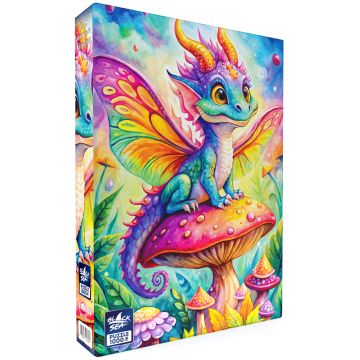 Puzzle  Black Sea din  1000 piese - Un mic dragon în regatul ciuperci