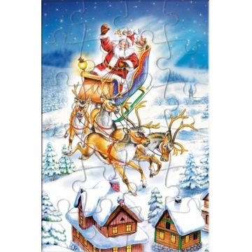 Puzzle-carte poştală Castorland din 24 piese - Moș Crăciun pe cer