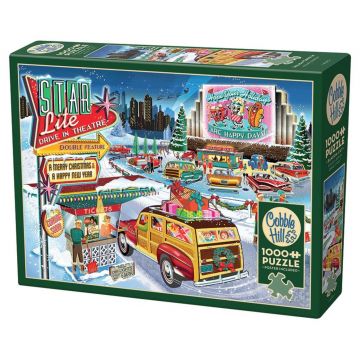 Puzzle Cobble Hill din 1000 de piese - Cinema auto festiv