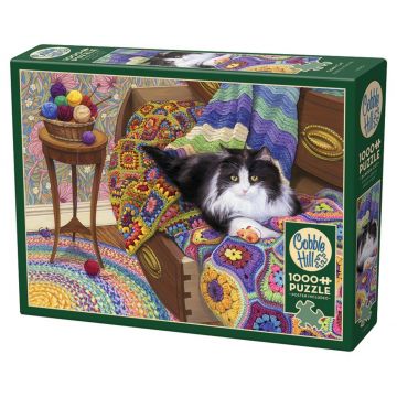 Puzzle Cobble Hill din 1000 de piese - Confortul pisicii