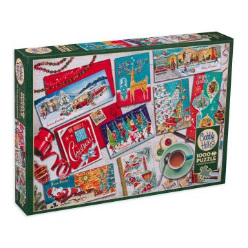 Puzzle Cobble Hill din 1000 de piese - Felicitări de Crăciun