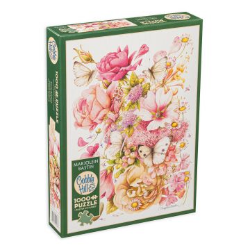 Puzzle Cobble Hill din 1000 de piese - Flori roz