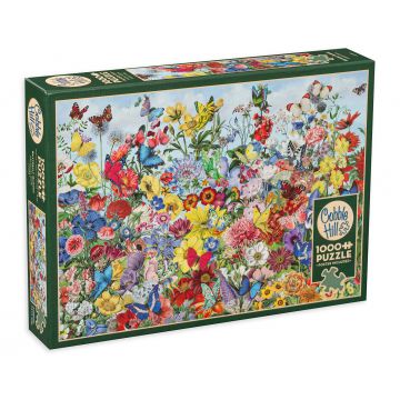 Puzzle Cobble Hill din 1000 de piese - Gradina cu fluturi, Barbara Behr