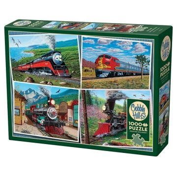 Puzzle Cobble Hill din 1000 de piese - Locomotive istorice