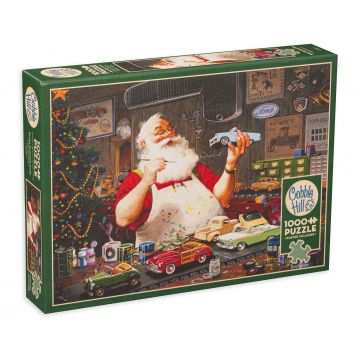 Puzzle Cobble Hill din 1000 de piese - Mos Craciun coloreaza masinute, Tom Newesom