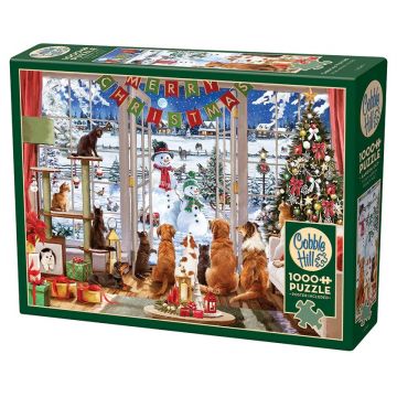 Puzzle Cobble Hill din 1000 de piese - Oaspeți de Crăciun