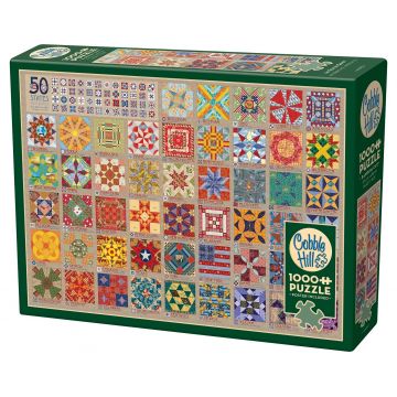 Puzzle Cobble Hill din 1000 de piese - Patchwork cu cele 50 de state
