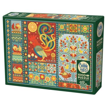 Puzzle Cobble Hill din 1000 de piese - Patchwork cu puișori