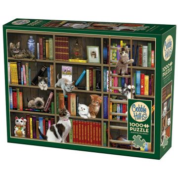 Puzzle Cobble Hill din 1000 de piese - Pisicuțe bibliotecare