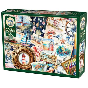 Puzzle Cobble Hill din 1000 de piese - Schițe de pe malul mării