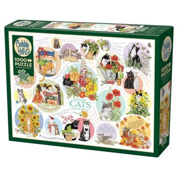 Puzzle Cobble Hill din 1000 piese - Gânduri de pisică