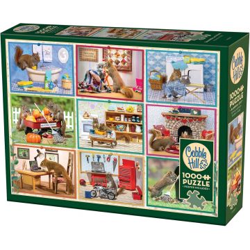 Puzzle Cobble Hill din 1000 piese - Veverițele acasă