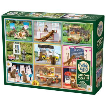 Puzzle Cobble Hill din 1000 piese - Veverițele din oraș