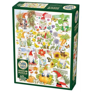 Puzzle Cobble Hill din 1000 piese - Viața fericită a gnomilor