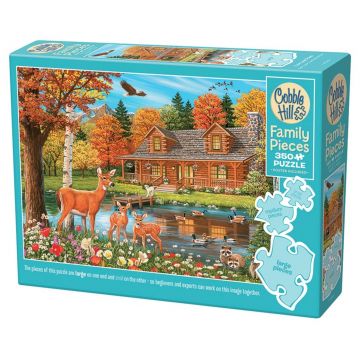 Puzzle Cobble Hill din 350 de piese XXL - Lacul de lângă vila