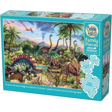 Puzzle Cobble Hill din 350 de piese XXL - Petrecere preistorică