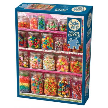 Puzzle Cobble Hill din 500 de piese - Dulciuri tentante pe raft