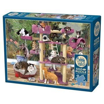 Puzzle Cobble Hill din 500 de piese - Idila felină