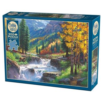 Puzzle Cobble Hill din 500 de piese - La marginea cascadei din pădure