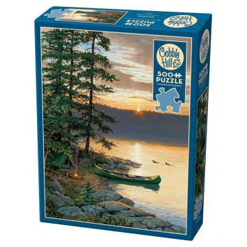 Puzzle Cobble Hill din 500 de piese - Lac cu canoe