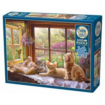 Puzzle Cobble Hill din 500 de piese - Liniștea pisicii