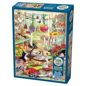 Puzzle Cobble Hill din 500 de piese - Pisici în magazia de grădină