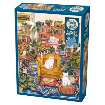 Puzzle Cobble Hill din 500 de piese - Regatul pisicilor