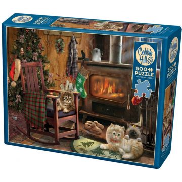 Puzzle Cobble Hill din 500 XXL de piese - Pisoi lângă vatră