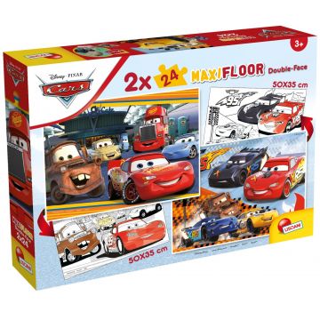 Puzzle cu două fețe Lisciani de colorat din 2 х 24 piese - Mașinile