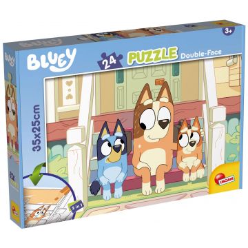 Puzzle cu două fețe Lisciani de colorat din 24 piese - Familia lui Bluey