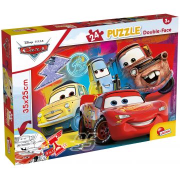 Puzzle cu două fețe Lisciani de colorat din 24 piese - Mașinile