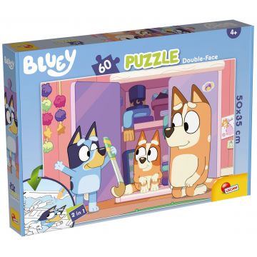 Puzzle cu două fețe Lisciani de colorat din 60 piese - Bluey