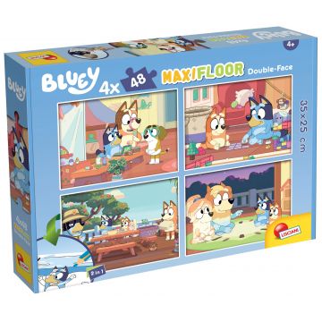 Puzzle cu două fețe Lisciani pentru colorare 4 х 48 piese - Bluey