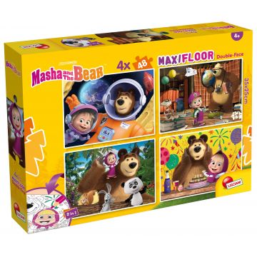 Puzzle cu două fețe Lisciani pentru colorare 4 х 48 piese - Masha și Ursul