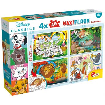Puzzle cu două fețe  Lisciani pentru colorat  4 х 48 piese- Clasici