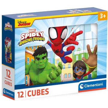 Puzzle cub  Clementoni din  12 piese - Spidey și prietenii săi minunați
