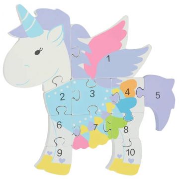 Puzzle din lemn cu numere Orange Tree Toys - Unicorn