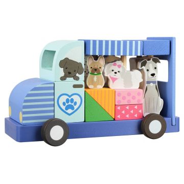 Puzzle din lemn Orange Tree Toys - Dog Groomers Van, 21 piese