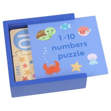 Puzzle din lemn Orange Tree Toys - Sea Life, cu cifre, 22 piese