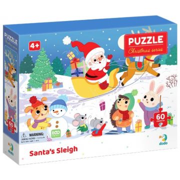 Puzzle DoDo din 60 piese - Sania lui Moș Crăciun